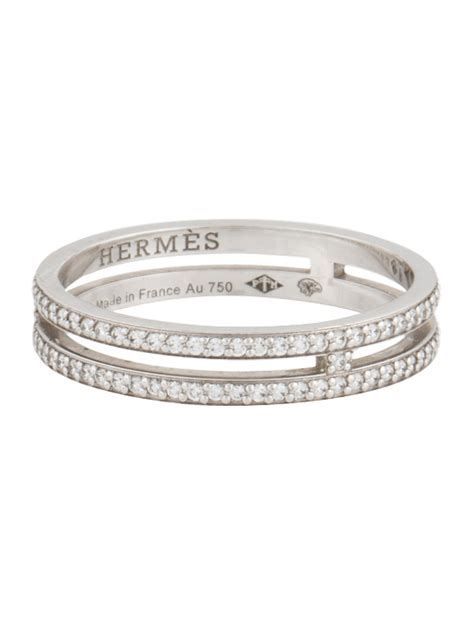 HERMES 18K White Gold Ariane Wedding Band Ring 54 7